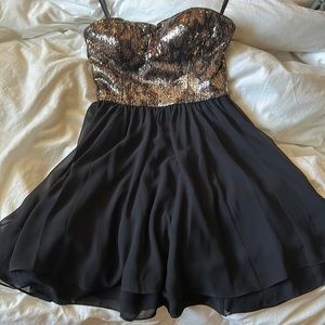 Strapless Gold Shimmery Black Dress
